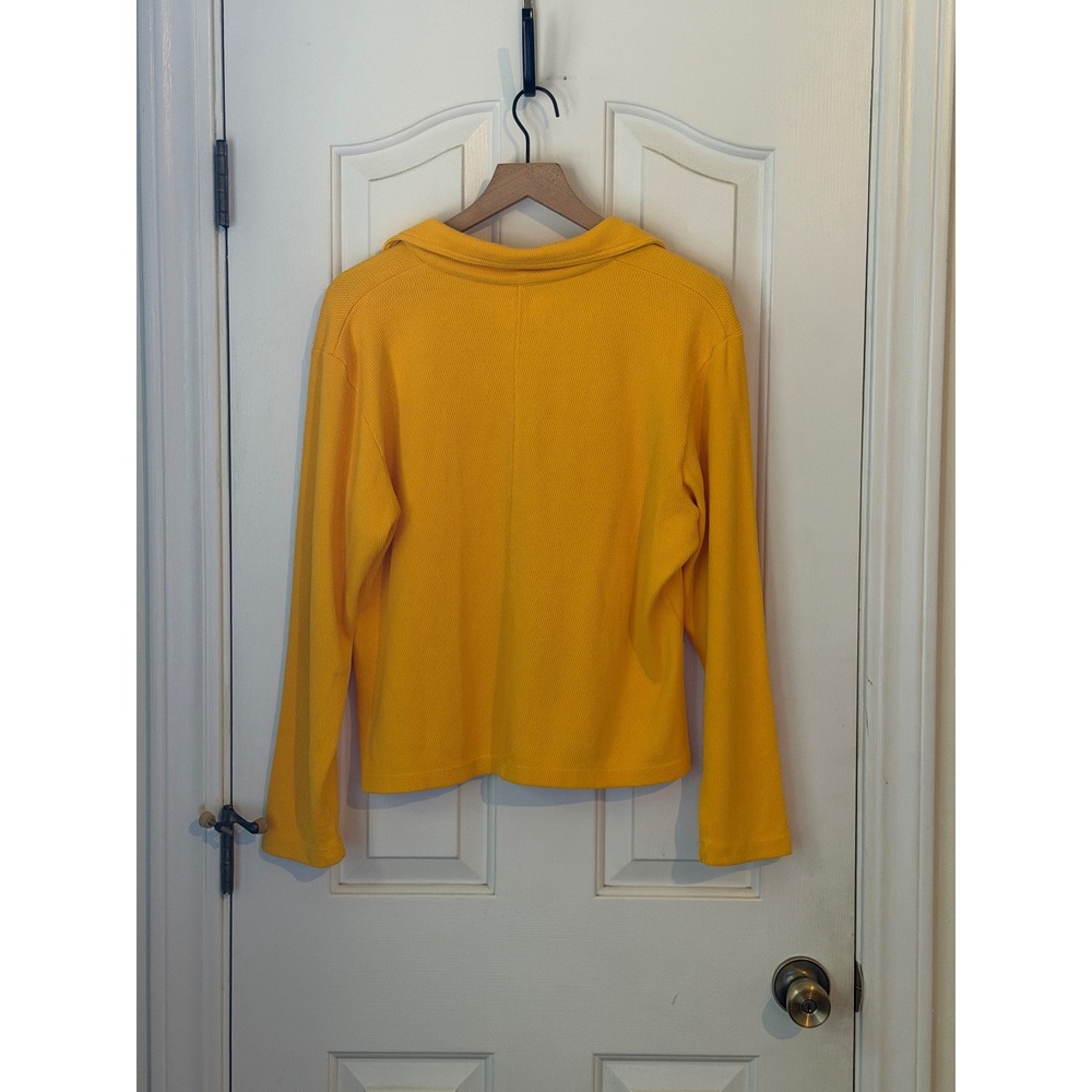 Big Bud Press | Fisherman Polo XL Yellow Long Sleeve Waffle Knit Cotton Unisex - Picture 5 of 8